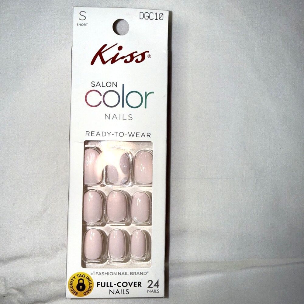 Kiss Salon Color Nails Spunky Pink Short Oval Press On Manicure Set New In Box